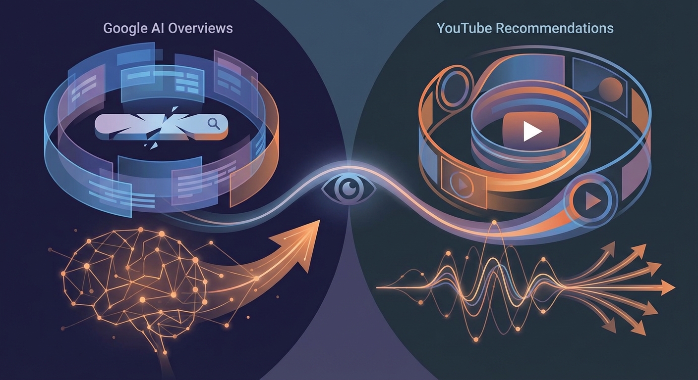 Editorial illustration for Comparative Analysis of AI Visibility in Google AI Overviews vs. YouTube Recommendations for SaaS Platforms